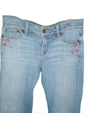Lucky Brand Embroidered Flowers Hippie BootCut Stretch Jeans Floral Boot Cut 6